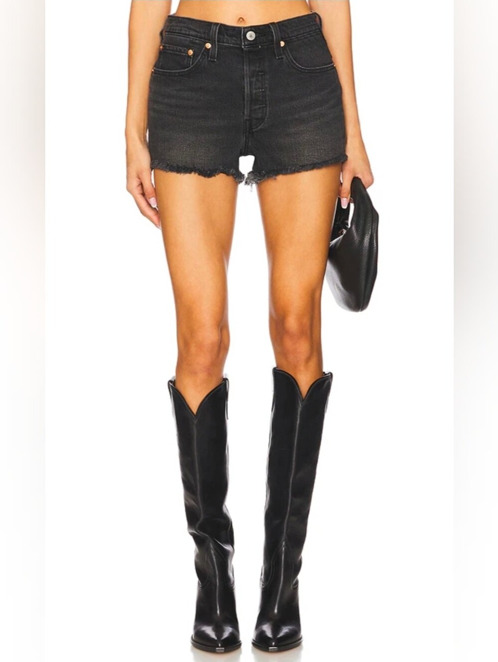 Levi’s 501 Women’s Black High Rise Cut Off Frayed Hem Denim Shorts 30W